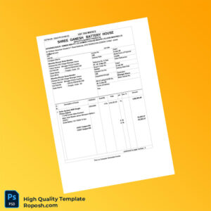 India Shree Ganesh Battery House GST Tax Invoice Template in Word and PDF formats 2 page