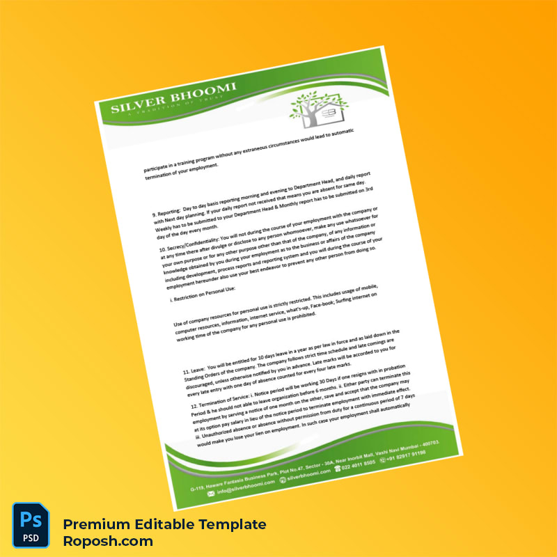 Customizable India Silver Biooami Appointment Letter Word & PDF Template 6 page Customizable India Silver Biooami Appointment Letter Word & PDF Template 6 page