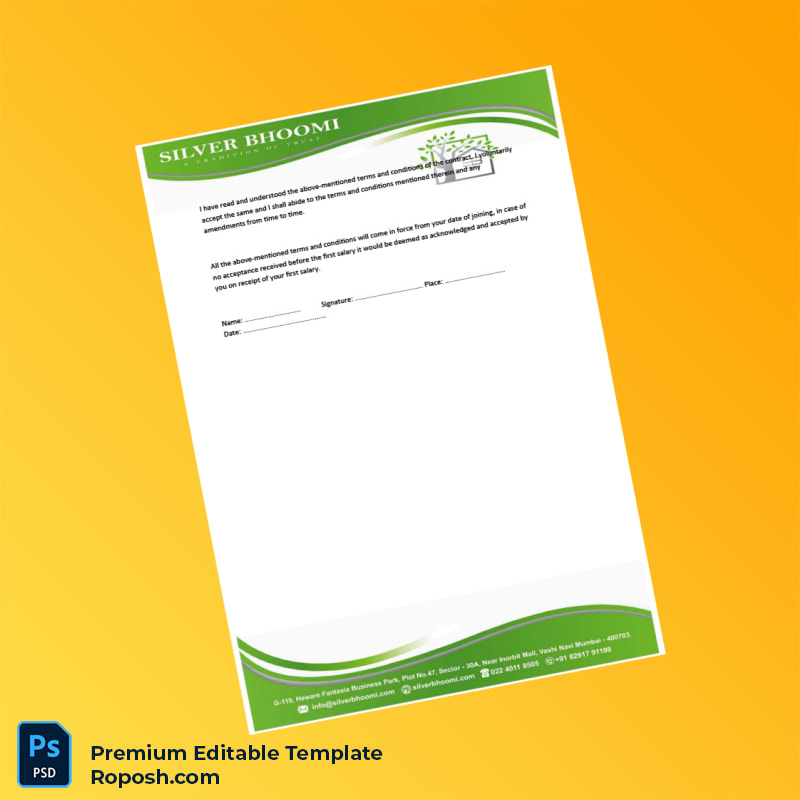 Customizable India Silver Biooami Appointment Letter Word & PDF Template 6 page Customizable India Silver Biooami Appointment Letter Word & PDF Template 6 page