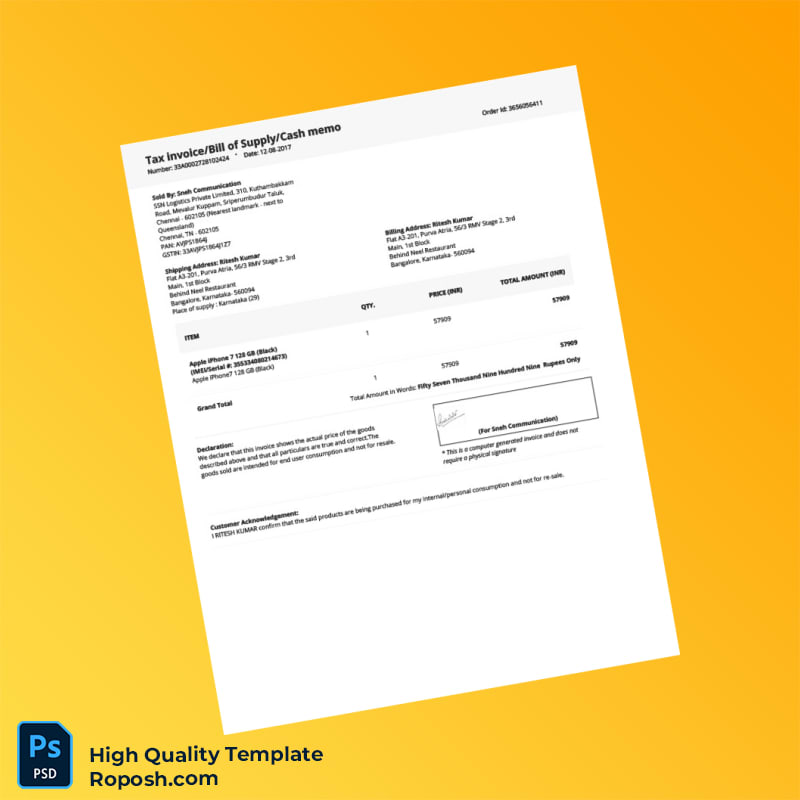 India Sneh Communication Invoice Template in Word and PDF formats India Sneh Communication Invoice Template in Word and PDF formats