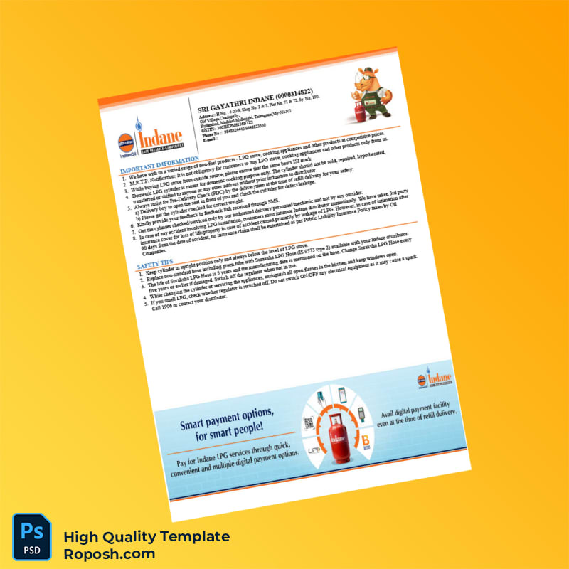 India Sri Gayathri Indane Tax Invoice Template in Word and PDF formats 2 page India Sri Gayathri Indane Tax Invoice Template in Word and PDF formats 2 page