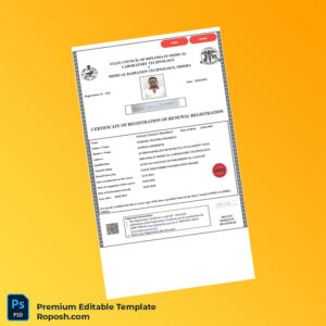 India State DMLT DMRT Registration Certificate Editable Word & PDF Template