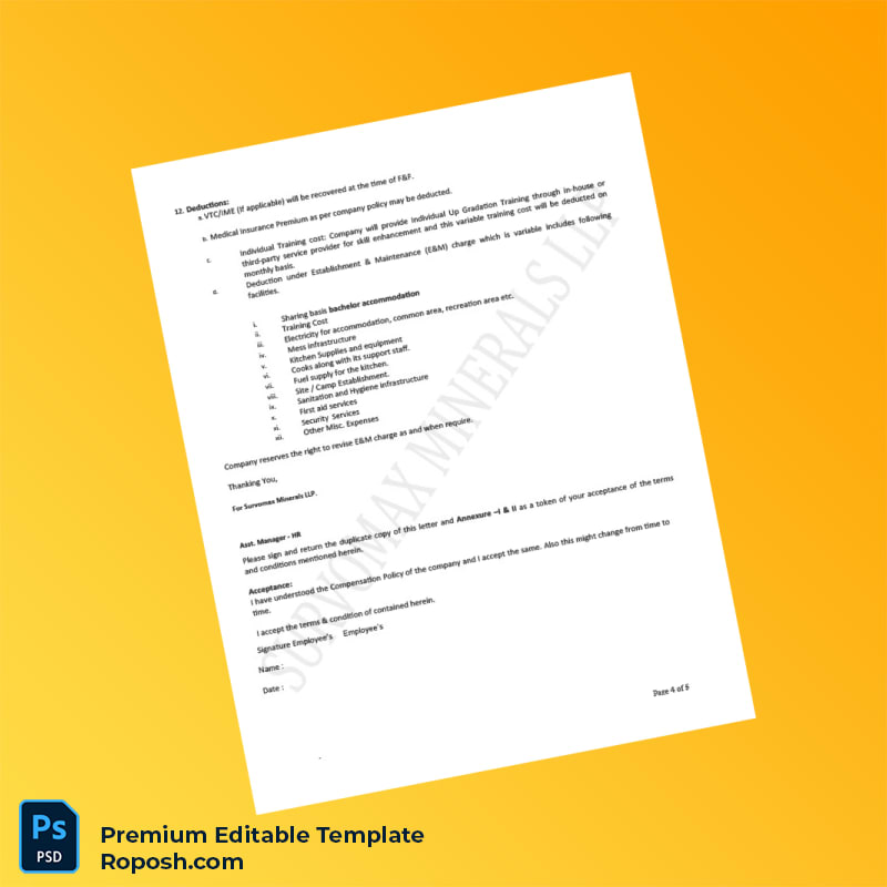 Customizable India Survomax Minerals LLP Appointment Letter Word & PDF Template 6 page Customizable India Survomax Minerals LLP Appointment Letter Word & PDF Template 6 page