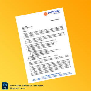 Customizable India Suryoday Small Finance Bank Employment Verification Letter Word & PDF Template 3 page