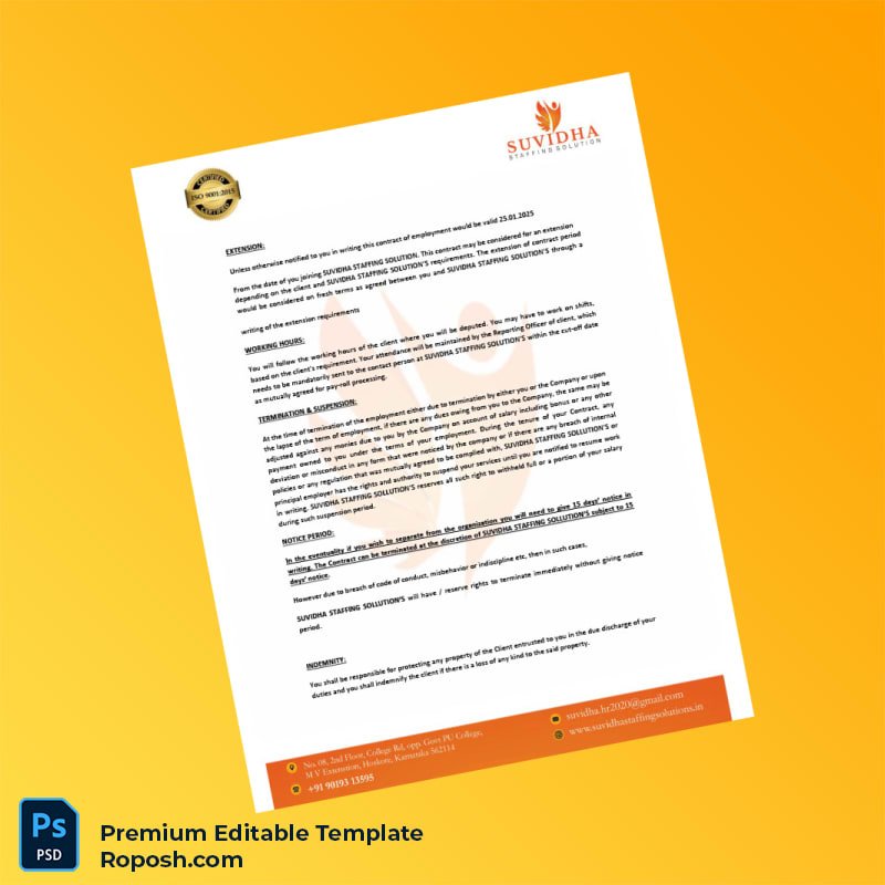 Customizable India Suvidha Employment Verification Letter Word & PDF Template 5 page Customizable India Suvidha Employment Verification Letter Word & PDF Template 5 page