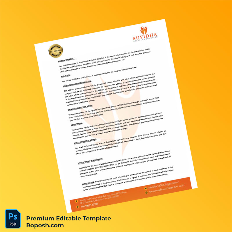 Customizable India Suvidha Employment Verification Letter Word & PDF Template 5 page Customizable India Suvidha Employment Verification Letter Word & PDF Template 5 page