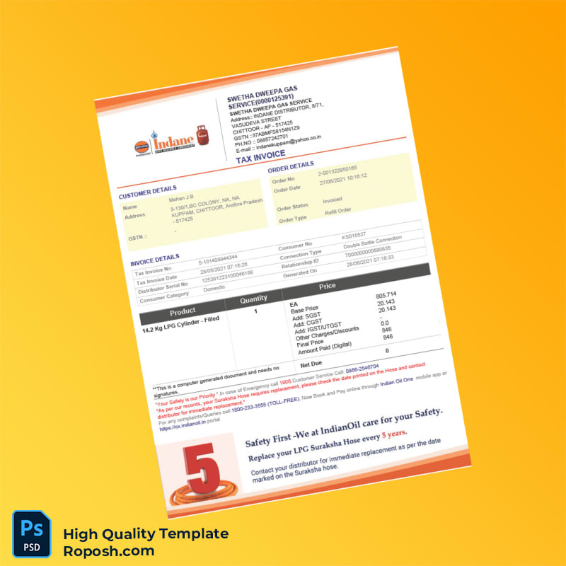 India Swetha Dweepa Gas Tax Invoice Template in Word and PDF formats 2 page India Swetha Dweepa Gas Tax Invoice Template in Word and PDF formats 2 page
