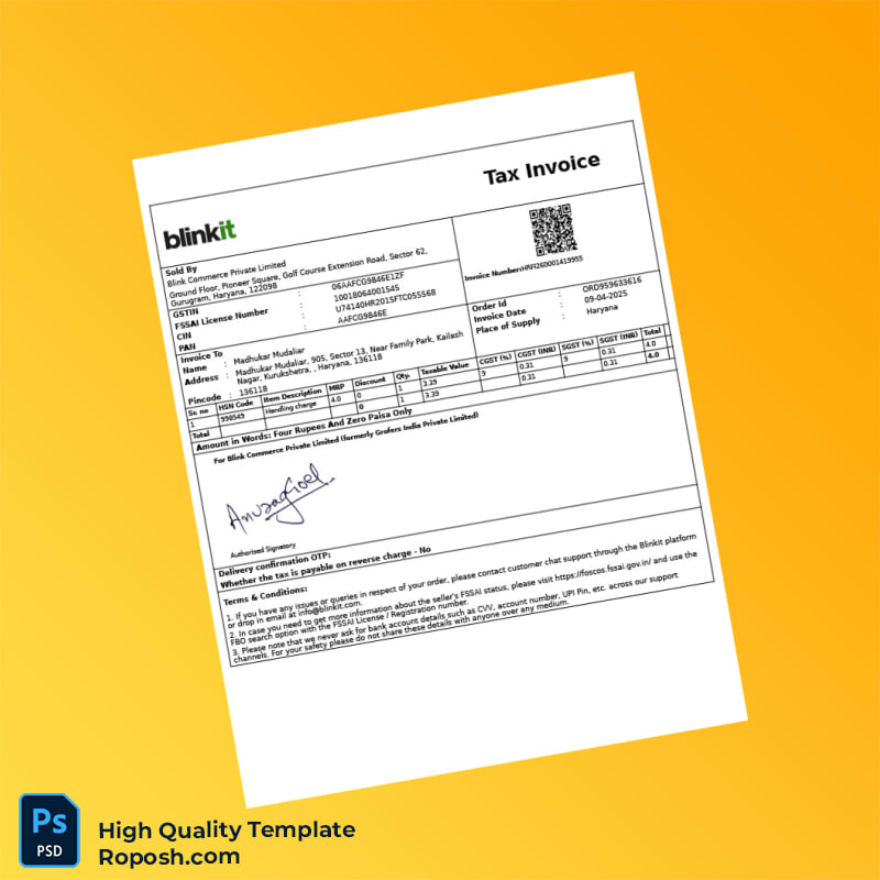 India TAMS Global Private Limited Tax Invoice Template in Word and PDF formats 2 page India TAMS Global Private Limited Tax Invoice Template in Word and PDF formats 2 page