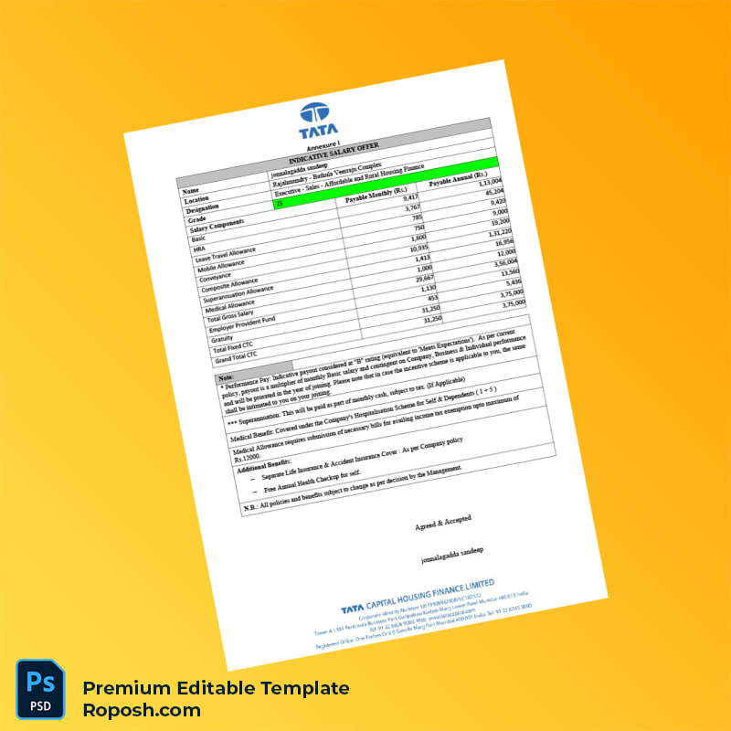 Customizable India Tata Capital Limited Employment Verification Letter Word & PDF Template 5 page Customizable India Tata Capital Limited Employment Verification Letter Word & PDF Template 5 page