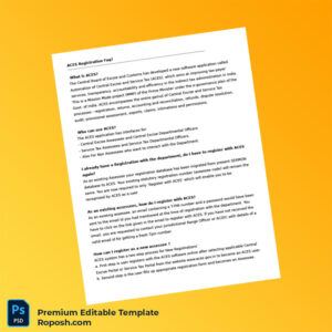 India Tax Authority Editable ACES Registration Certificate Editable Word & PDF Template 8 page