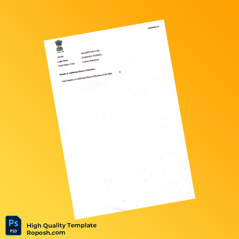 India Tax Authority Editable GST Registration Certificate Template in Word and PDF formats 3 page India Tax Authority Editable GST Registration Certificate Template in Word and PDF formats 3 page