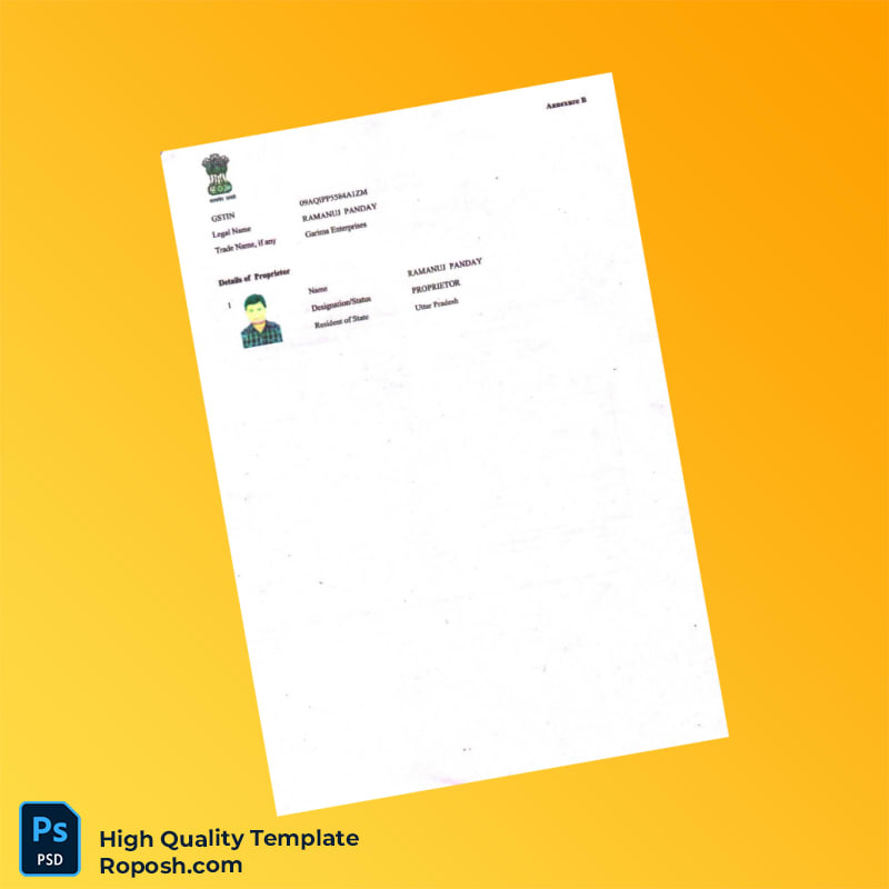 India Tax Authority Editable GST Registration Certificate Template in Word and PDF formats 3 page India Tax Authority Editable GST Registration Certificate Template in Word and PDF formats 3 page