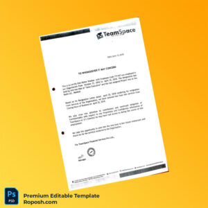 Customizable India TeamSpace Employment Verification Letter Word & PDF Template 4 page