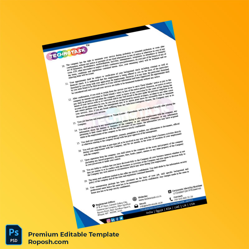 Customizable India TechnoTask Employment Verification Letter Word & PDF Template 5 page Customizable India TechnoTask Employment Verification Letter Word & PDF Template 5 page