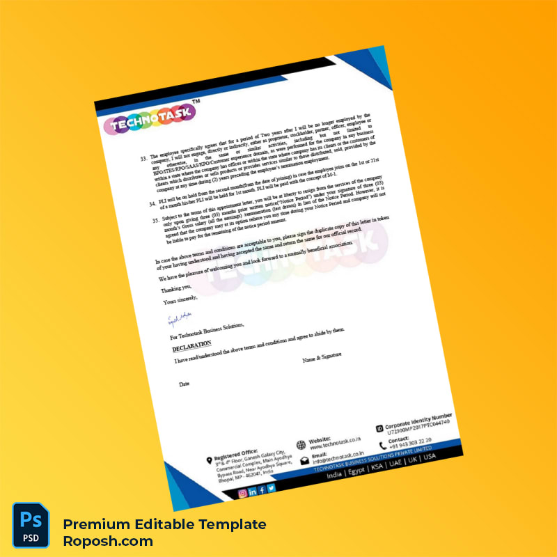 Customizable India TechnoTask Employment Verification Letter Word & PDF Template 5 page Customizable India TechnoTask Employment Verification Letter Word & PDF Template 5 page