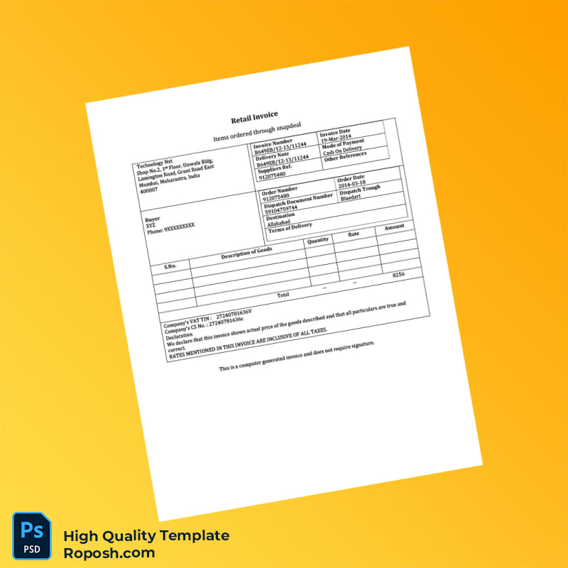 India Technology Nxt Invoice Template in Word and PDF formats India Technology Nxt Invoice Template in Word and PDF formats
