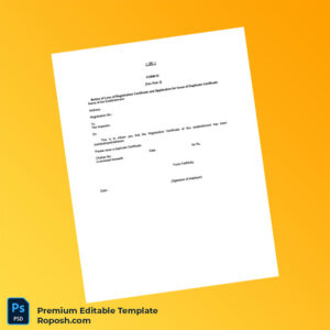 India Telangana Editable Application for Duplicate Registration Certificate Editable Word & PDF Template