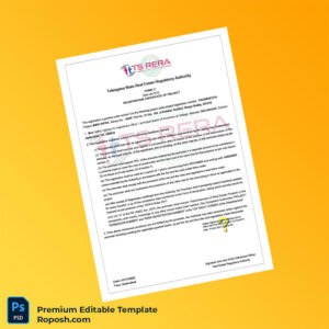 Customizable India Telangana Real Estate Regulatory Authority Registration Certificate Editable Word & PDF Template