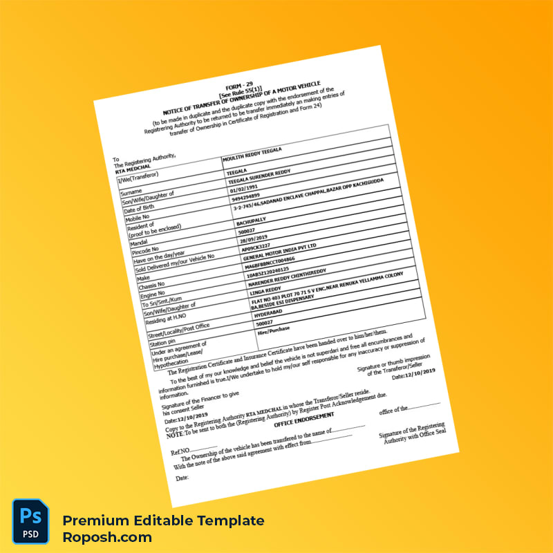 Customizable India Telangana Registration Form Format Editable Word & PDF Template 6 page Customizable India Telangana Registration Form Format Editable Word & PDF Template 6 page