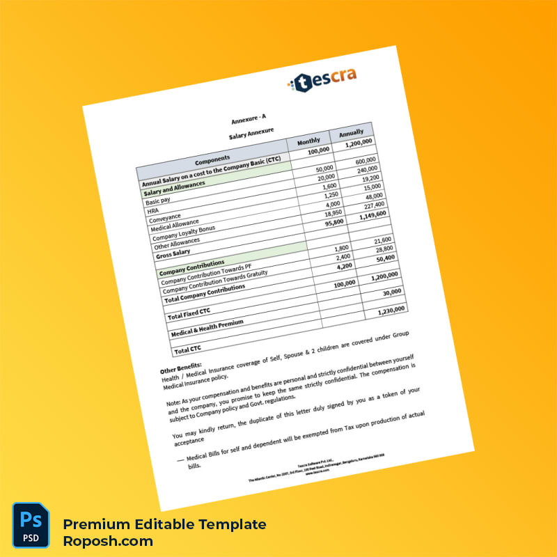 Customizable India Tescra Employment Verification Letter Word & PDF Template 4 page Customizable India Tescra Employment Verification Letter Word & PDF Template 4 page