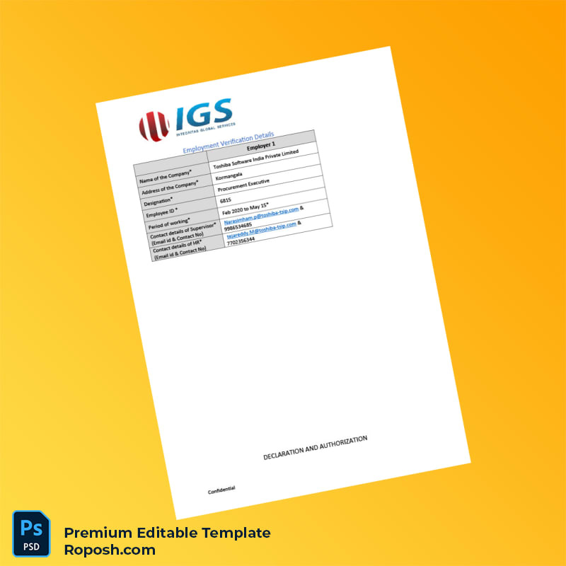 Customizable India Toshiba Software India Employment Verification Letter Word & PDF Template 4 page Customizable India Toshiba Software India Employment Verification Letter Word & PDF Template 4 page