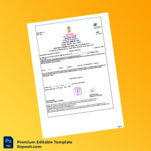 India Trade Marks Registry Editable Trade Mark Registration Certificate Editable Word & PDF Template 2 page