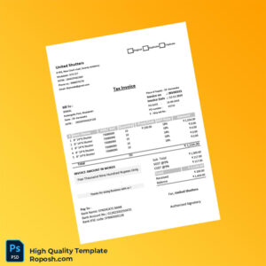 India United Shutters Tax Invoice Template in Word and PDF formats 2 page