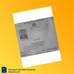 Customizable India University Registration Certificate Editable Word & PDF Template
