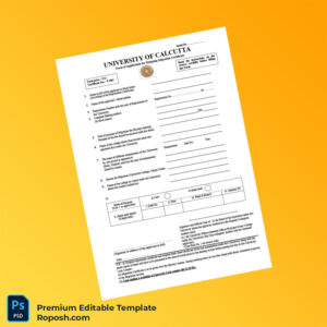 Customizable India University of Calcutta Migration Certificate Application Form Editable Word & PDF Template 2 page