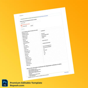 India Vahan Info Registration Certificate Editable Word & PDF Template