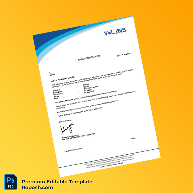 Customizable India Volans Informatics Private Limited Employment Verification Letter Word & PDF Template 8 page Customizable India Volans Informatics Private Limited Employment Verification Letter Word & PDF Template 8 page