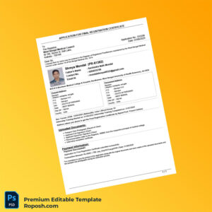 Customizable India West Bengal Medical Council Final Registration Certificate Editable Word & PDF Template