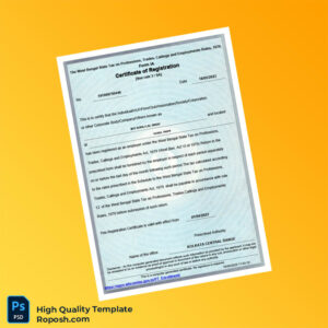 India West Bengal State Tax Department Registration Certificate Template in Word and PDF formats India West Bengal State Tax Department Registration Certificate Template in Word and PDF formats