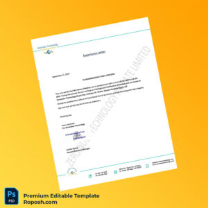 Customizable India Zeroinex Technology Experience Letter Word & PDF Template