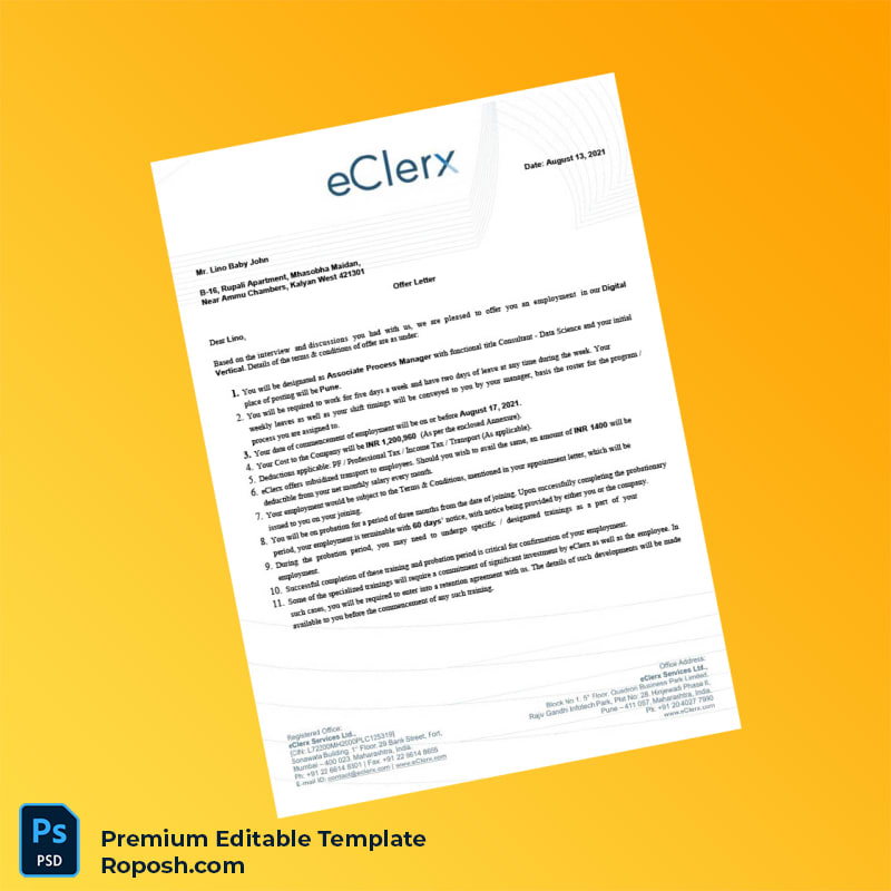 Customizable India eClerx Services Ltd Employment Verification Letter Word & PDF Template 5 page Customizable India eClerx Services Ltd Employment Verification Letter Word & PDF Template 5 page