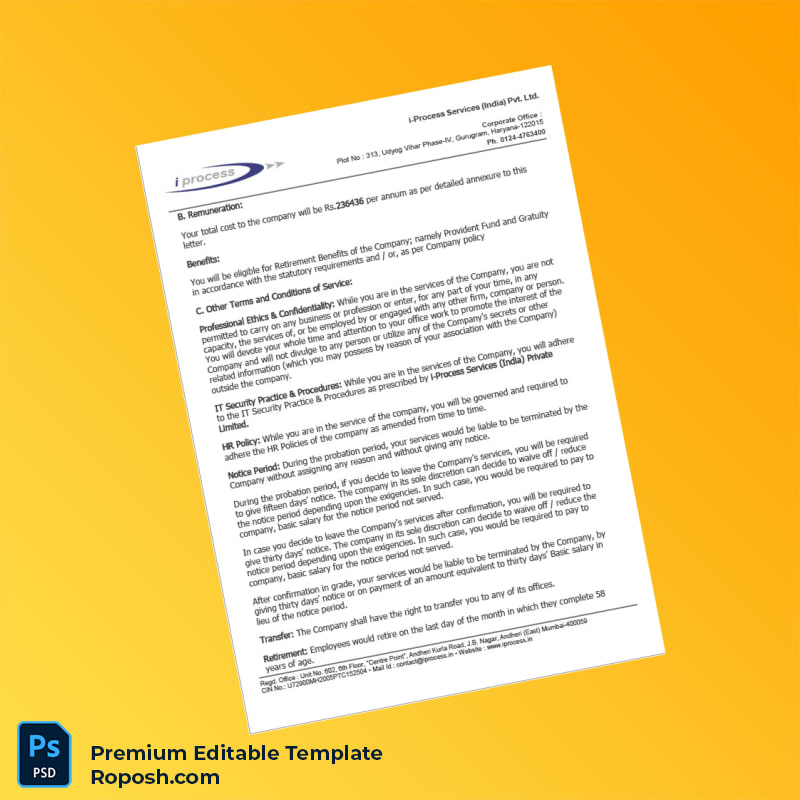 Customizable India i-Process Services India Pvt Ltd Employment Verification Letter Word & PDF Template 6 page Customizable India i-Process Services India Pvt Ltd Employment Verification Letter Word & PDF Template 6 page