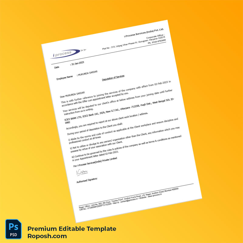 Customizable India i-Process Services India Pvt Ltd Employment Verification Letter Word & PDF Template 6 page Customizable India i-Process Services India Pvt Ltd Employment Verification Letter Word & PDF Template 6 page