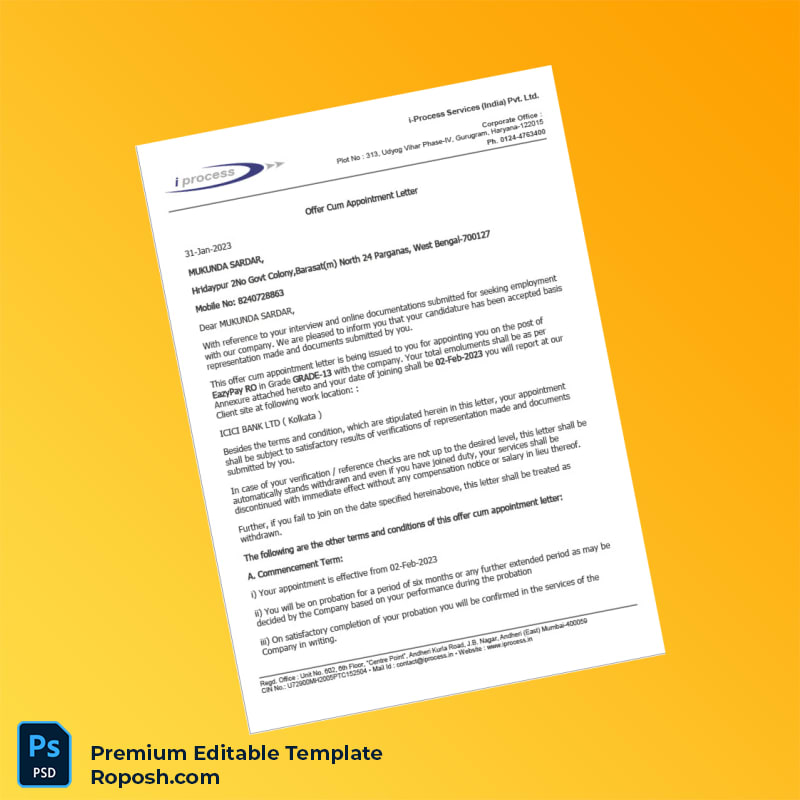 Customizable India i-Process Services India Pvt Ltd Employment Verification Letter Word & PDF Template 6 page Customizable India i-Process Services India Pvt Ltd Employment Verification Letter Word & PDF Template 6 page