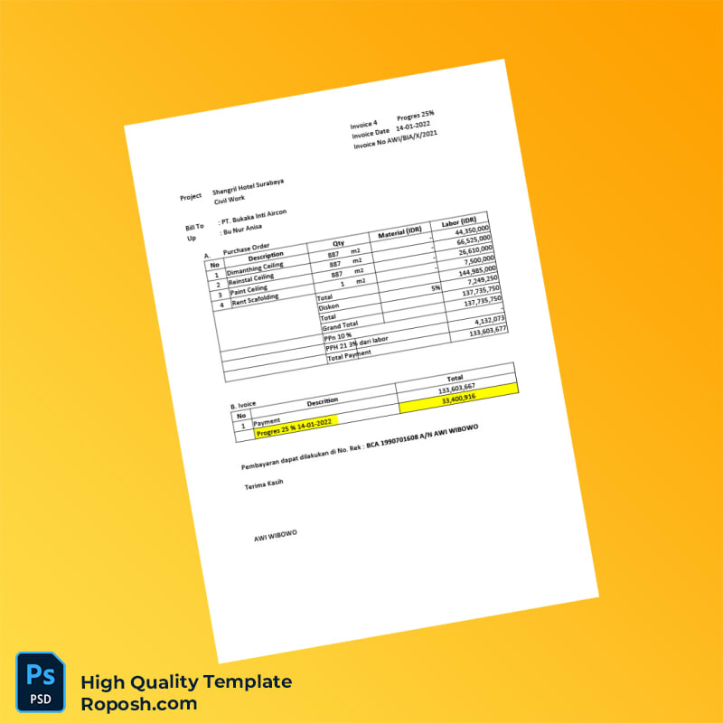Indonesia AWI WIBOWO Invoice Template in Word and PDF formats 6 page Indonesia AWI WIBOWO Invoice Template in Word and PDF formats 6 page