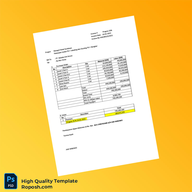 Indonesia AWI WIBOWO Invoice Template in Word and PDF formats 6 page Indonesia AWI WIBOWO Invoice Template in Word and PDF formats 6 page