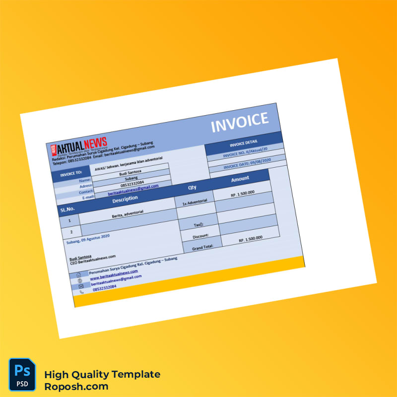 Indonesia Beritaaktualnews Invoice Template in Word and PDF formats 2 page Indonesia Beritaaktualnews Invoice Template in Word and PDF formats 2 page