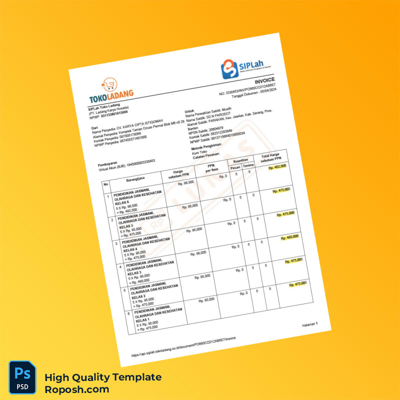 Indonesia CV Karya Cipta Istiqomah Invoice Template in Word and PDF formats 4 page Indonesia CV Karya Cipta Istiqomah Invoice Template in Word and PDF formats 4 page