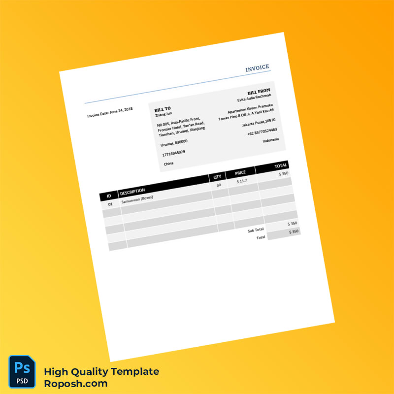 Indonesia Evita Aulia Rochmah Invoice Template in Word and PDF formats Indonesia Evita Aulia Rochmah Invoice Template in Word and PDF formats