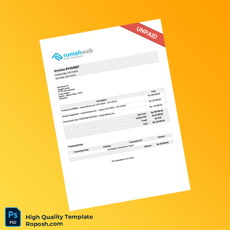 Indonesia Humanweb Invoice Template in Word and PDF formats Indonesia Humanweb Invoice Template in Word and PDF formats