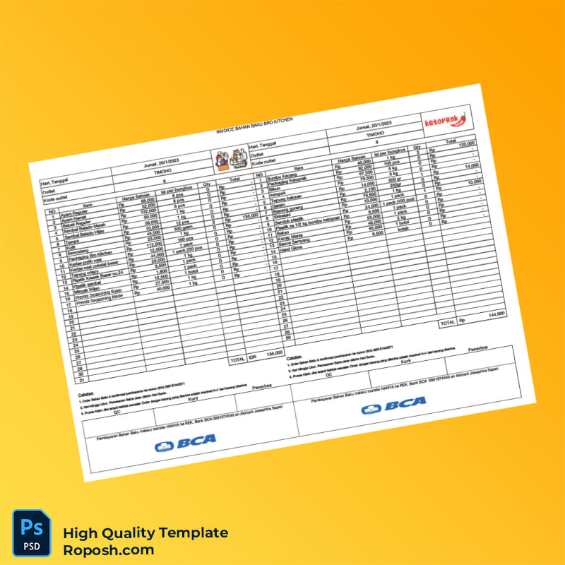Indonesia Invoice Bahan Baku Template in Word and PDF formats 3 page Indonesia Invoice Bahan Baku Template in Word and PDF formats 3 page