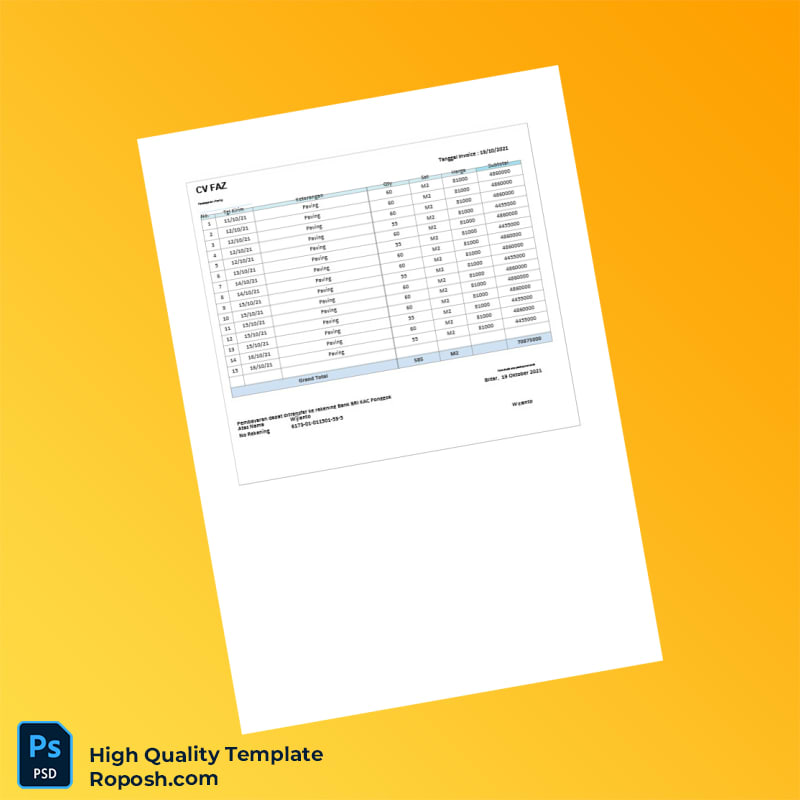Indonesia Invoice Stue Template in Word and PDF formats 7 page Indonesia Invoice Stue Template in Word and PDF formats 7 page