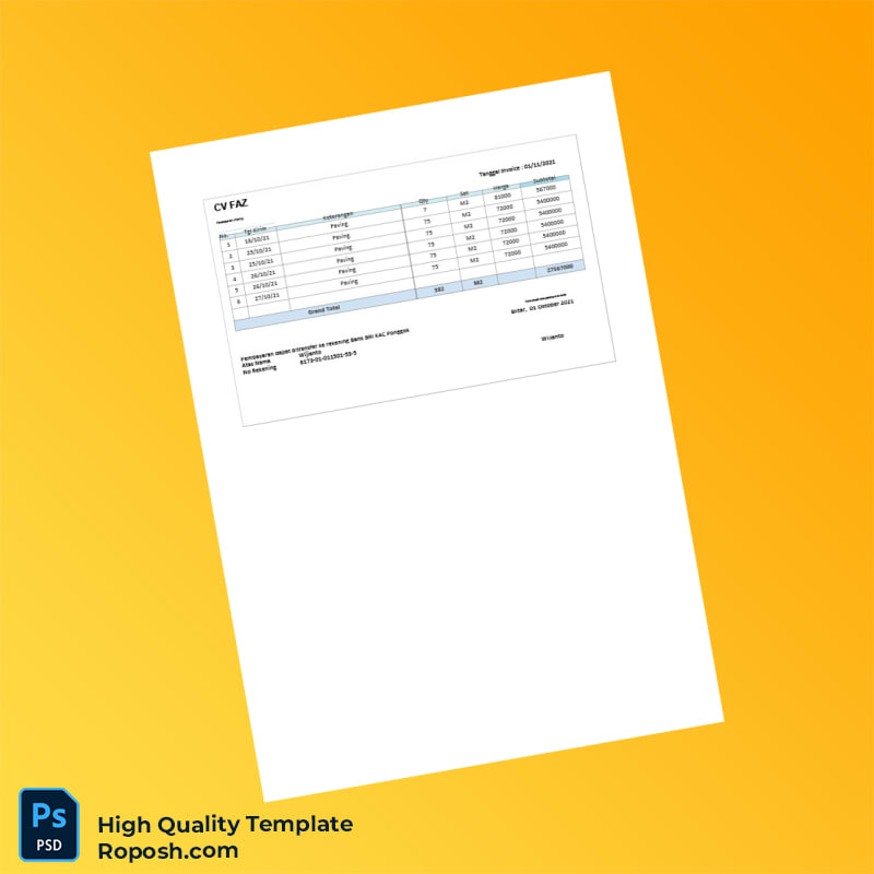 Indonesia Invoice Stue Template in Word and PDF formats 7 page Indonesia Invoice Stue Template in Word and PDF formats 7 page
