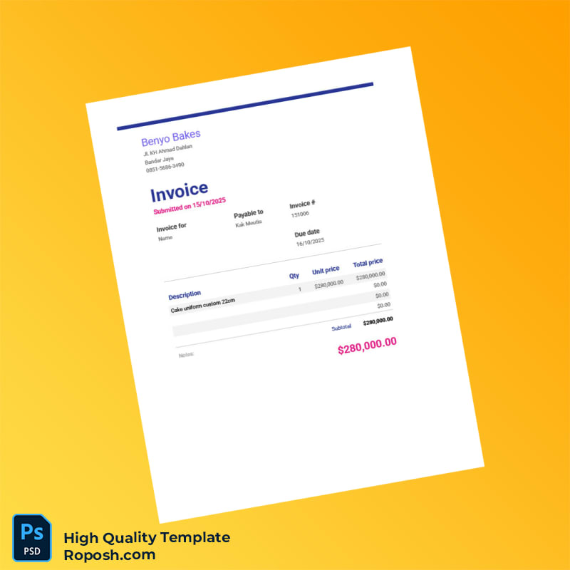 Indonesia Kak Meutia Invoice Template in Word and PDF formats Indonesia Kak Meutia Invoice Template in Word and PDF formats