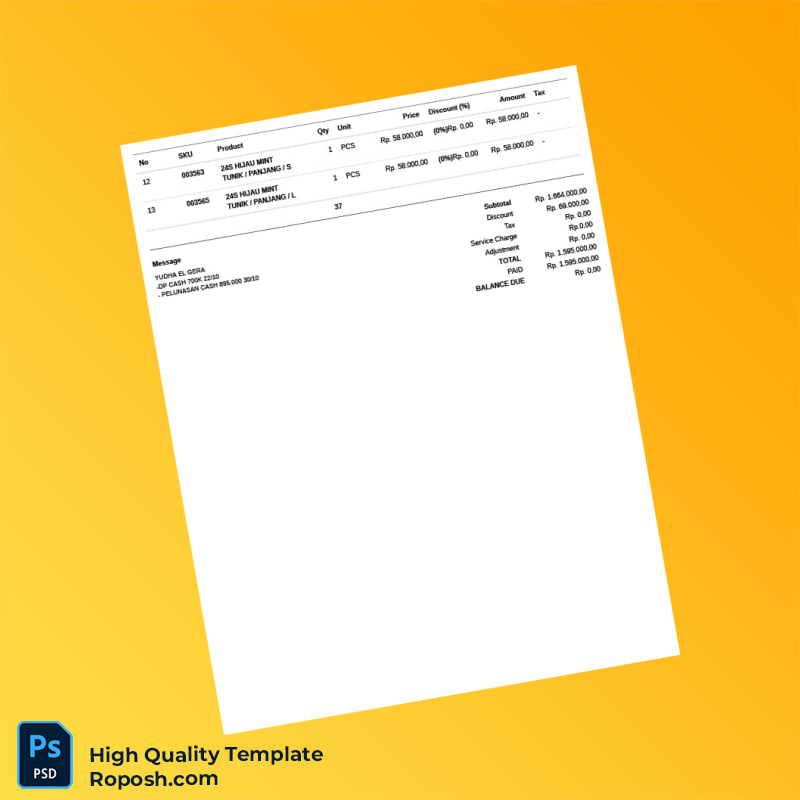 Indonesia Kaosku Polos Invoice Template in Word and PDF formats 2 page Indonesia Kaosku Polos Invoice Template in Word and PDF formats 2 page