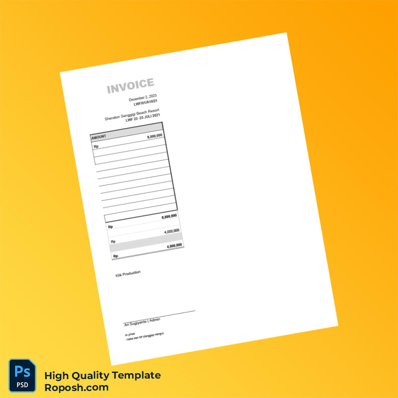 Indonesia Klik Production Invoice Template in Word and PDF formats 3 page Indonesia Klik Production Invoice Template in Word and PDF formats 3 page